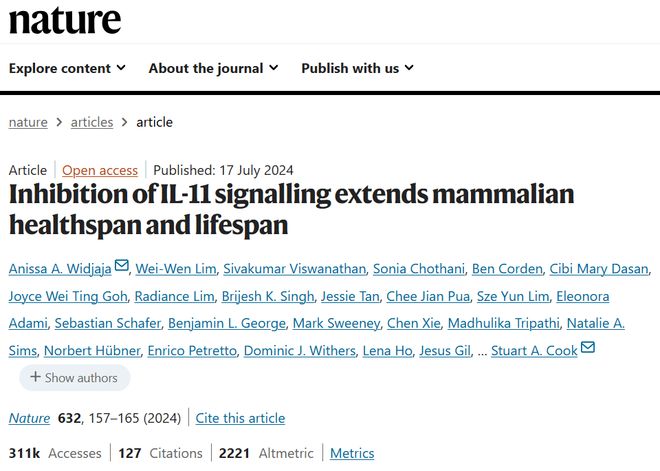 抗衰老药IL-11凭《Nature》25%延寿数据获谷歌天价合同!(图5)